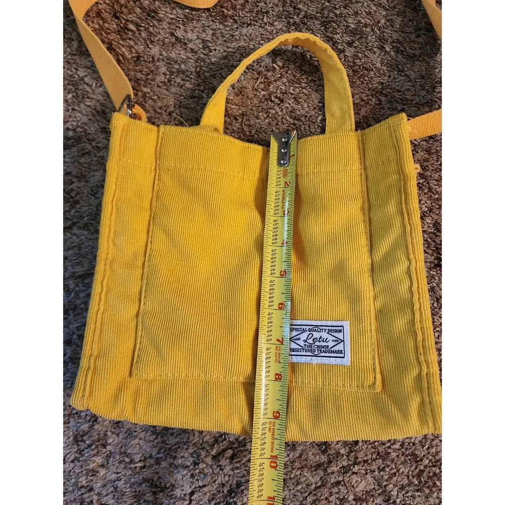 Letu The Crimie Yellow Corduroy Mini Tote Bag Crossbody Handbag